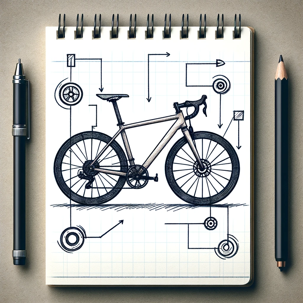 image of a notebook sketch of a gavel bike